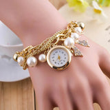 Golden Pearls Bracelet Watch