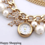 Golden Pearls Bracelet Watch